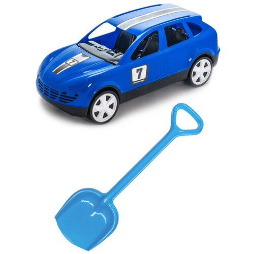 фото Детский игровой набор для песочницы: детский автомобиль кроссовер + лопатка 50 см. синяя, каролина тойз karolina toys