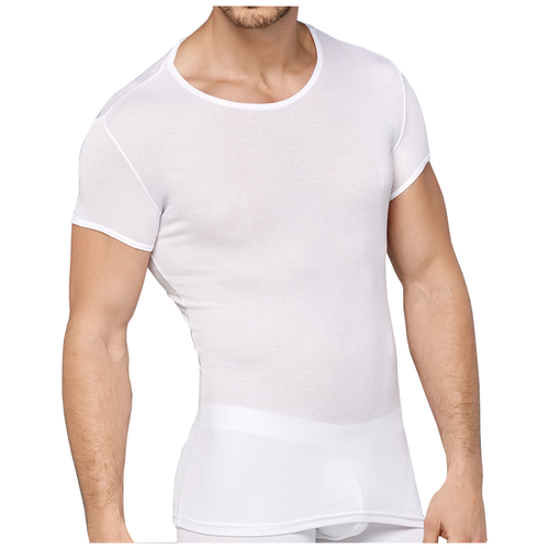 фото Мужская обтягивающая футболка в мелкий рубчик / белый / xl doreanse