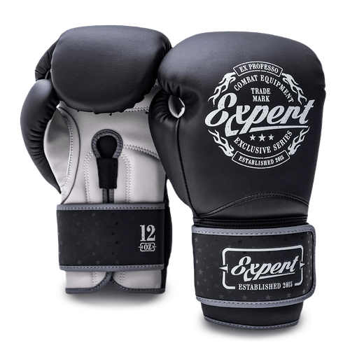 фото Перчатки для бокса fight expert vintage fusion черный/серый - fight expert - черный - 14 oz