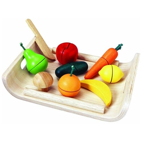 фото Plan toys деревянный игрушечный набор фрукты и овощи