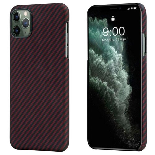 фото Чехол pitaka magez case для iphone 11 pro, чёрно/красный (полоска)
