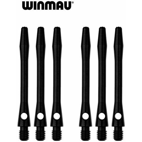 фото 6шт коротких алюминиевых хвостовиков для дротиков дартс winmau black anodised aluminium short