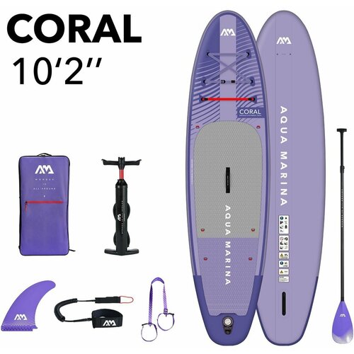 фото Sup-доска надувная с веслом aqua marina coral (night fade) 10'2" s23 сапборд с насосом, веслом, рюкзаком и страховочным лишем