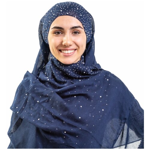 фото Хиджаб платок из мерсеризованного хлопка, 180х90 см, цвет темно-синий, asiyah ay-hjb4-02