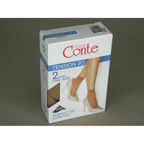 фото Женские носки conte средние, капроновые, 20 den, размер 36-39, бежевый