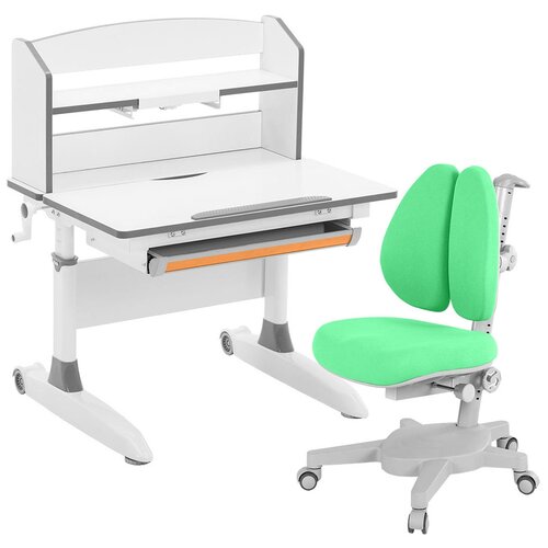 фото Комплект anatomica premium-20 парта premium vanga + кресло armata duos + надстройка + подставка для книг 80x60 см белый/серый/зеленый