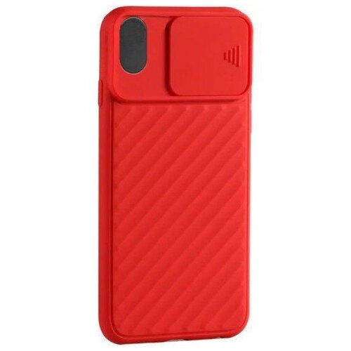 фото Чехол силиконовый для iphone xs max со шторкой для камеры красный grand price