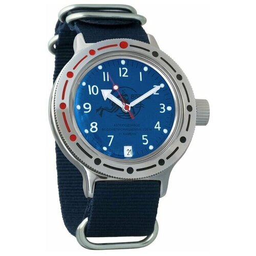 фото Часы мужские механические восток амфибия 420379 с автоподзаводом (нейлон синий)