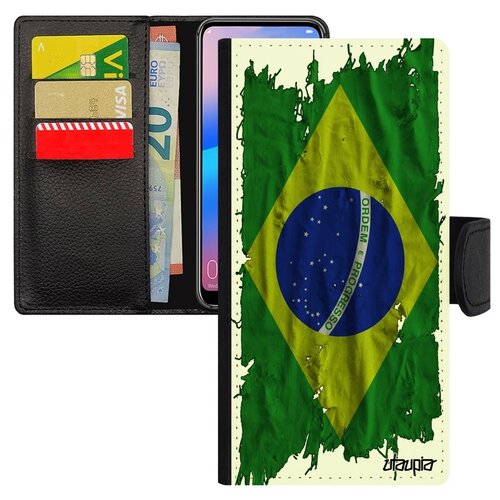 фото Чехол книжка для смарфона galaxy a10, "флаг бразилии на ткани" патриот страна utaupia