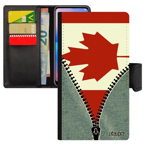 фото Чехол-книжка для смарфона iphone xr, "флаг канады на молнии" путешествие туризм utaupia