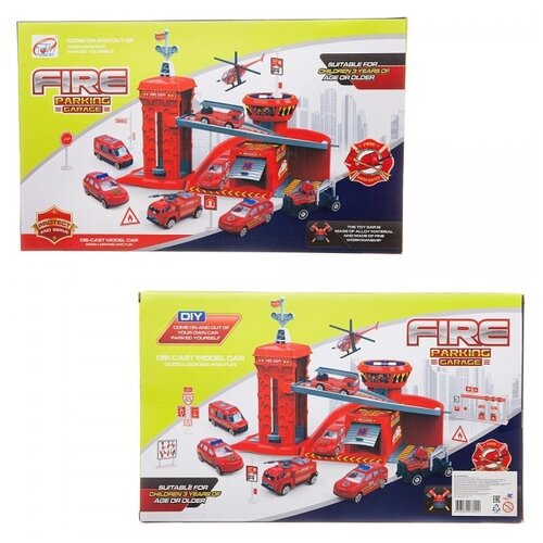 фото Парковка-трек junfa пожарная станция, с 2 машинками, лифтом, аксессуарами junfa th8523 junfa toys