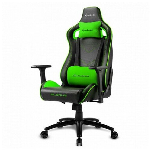 фото Sharkoon elbrus 2 игровое кресло чёрно-зелёное (синтетическая кожа, регулируемый угол наклона, механизм качания)