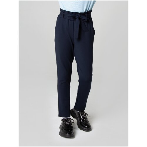 фото Школьные брюки 80 lvl, демисезон/зима, повседневный стиль, пояс/ремень в комплекте, пояс на резинке, карманы, размер 28 (110-116), синий