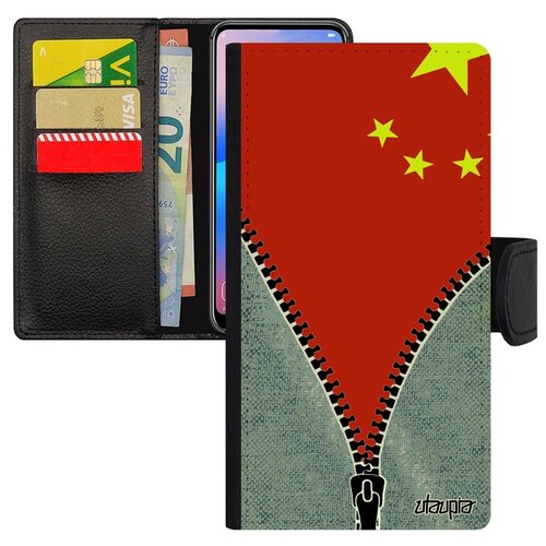 фото Чехол-книжка на мобильный xiaomi mi 8, "флаг китая на молнии" путешествие туризм utaupia