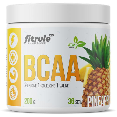 фото Аминокислоты fitrule bcaa 2-1-1, ананасовый вкус, 200 гр