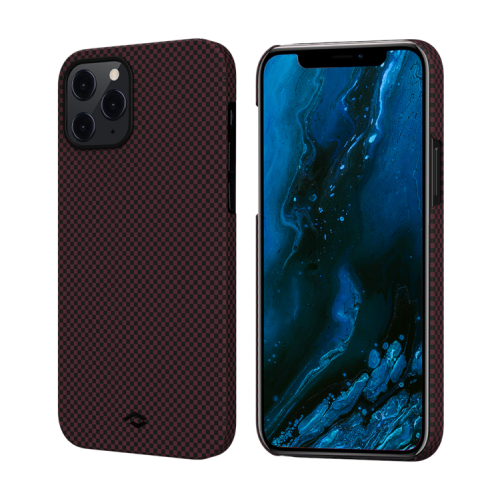 фото Чехол pitaka magez case для iphone 12 pro max 6.7", черно-красный (шахматное плетение), кевлар (арамид)