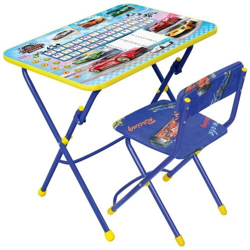фото Комплект nika стол + стул большие гонки (ку1/15) 60x45 см синий/желтый