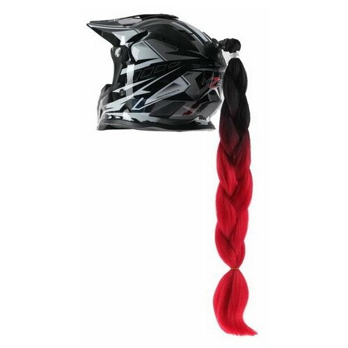 фото Коса на мотошлем, крепление присоской, 60 см, черно-красный сима-лэнд