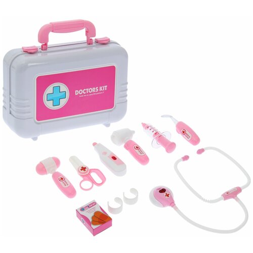 фото Набор доктора «доктор-1» в чемодане, 9 предметов, световые и звуковые эффекты, цвет розовый сима-ленд