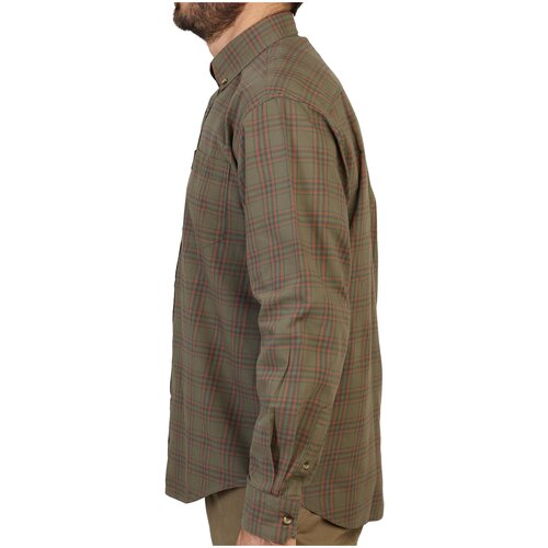 фото Рубашка муж. для охоты с длинными рукавами 100 коричневая, размер: m, цвет: зеленый solognac х декатлон decathlon