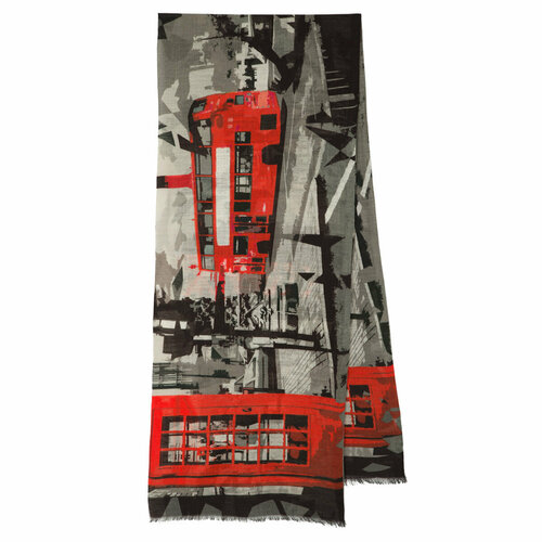 фото Шарф павловопосадская платочная мануфактура,190х40 см, one size, серый, коричневый