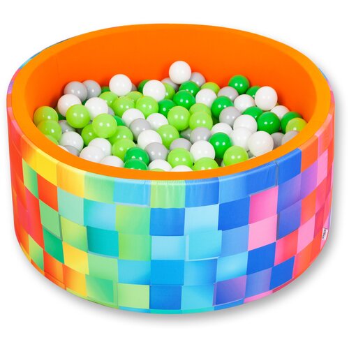 фото Сухой игровой бассейн “неоновая свежесть” 40см. с 200 шарами в комплекте: зеленый, серый, салатовый, белый hotenok
