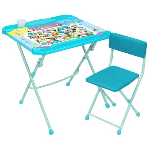 фото Комплект nika стол + стул нашидетки (кнд4-3) пушистая азбука 60x52 см голубой
