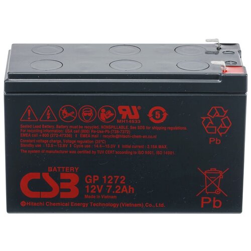 фото Аккумуляторная батарея csb gp 1272 7.2ah 12v f2