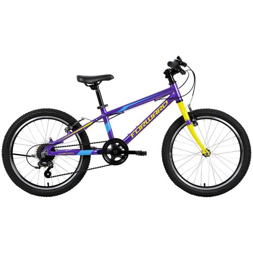 фото Подростковый горный (mtb) велосипед forward rise 20 2.0 (2019) фиолетовый/желтый 10.5" (требует финальной сборки)