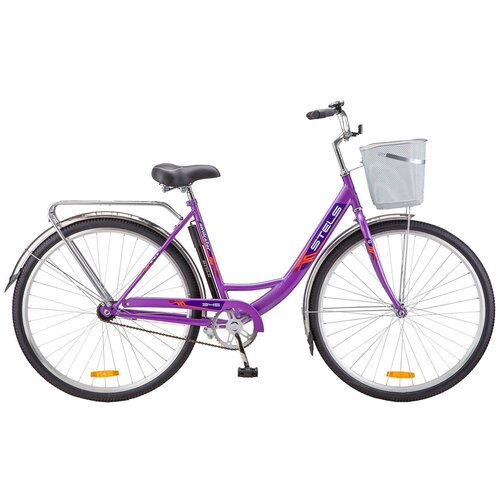 фото Городской велосипед stels navigator 345 28 z010 с корзиной (2018) рама 20" фиолетовый