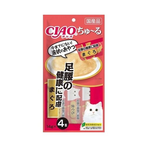 фото Функциональное лакомство japan premium pet inaba на основе тунца для укрепления костей, мышц и суставов лап, нежный паштет "чуру" для кошек, 14 г x 4 шт