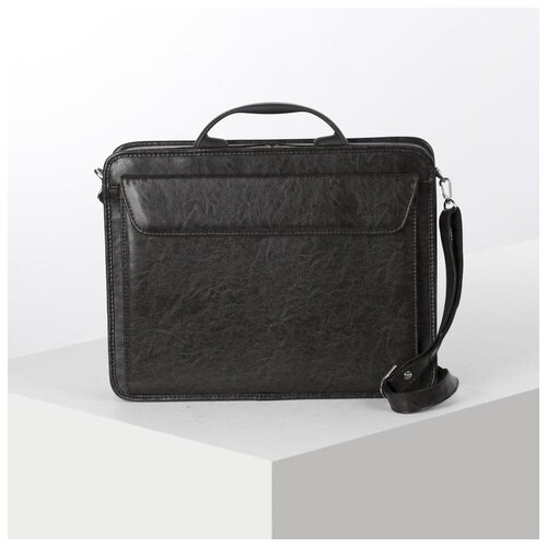 фото Сумка-портфель мужская на молнии, 3 отдела, наружный карман, длинный ремень, цвет коричневый алекс 1 .
