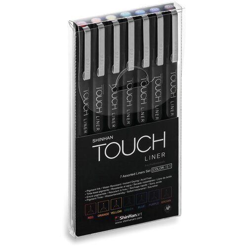 фото Набор линеров touch liner 7 шт. цветные 0,1 мм shinhan art (touch)