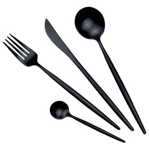 фото Набор столовых приборов xiaomi maison maxx stainless steel modern flatware set (черный)