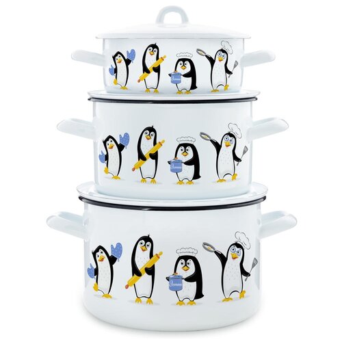 фото Набор посуды "пингвины" 1,45+2,9+4,3 л эстет