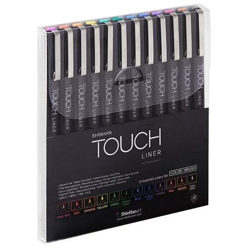 фото Набор линеров touch liner brush 12 шт. цветные shinhan art (touch)