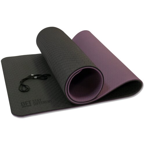 фото Коврик для йоги original fit.tools oft 10 мм двухслойный tpe черно-фиолетовый