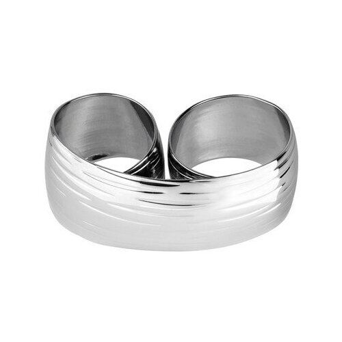 фото Кольцо на два пальца kalinka modern story, бижутерный сплав, подарочная упаковка, разомкнутое, безразмерное, серый, серебряный
