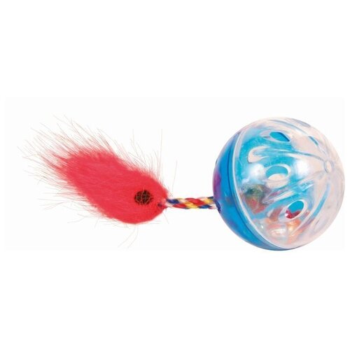 фото Мяч воздушный с хвостиком и перьями для кошек 4см 1/6, k7614 (2 шт) noname