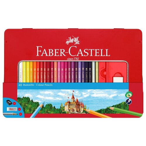 фото Карандаши цветные faber-castell 48 цветов шестиграные с ластиком и точилкой