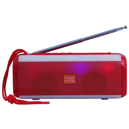 фото Колонка magic acoustik с bluetooth 5.0sk1014r vega, usb, fm-радио, размер 73х75,5х182,7 мм, 2х3 вт, красный magic acoustic