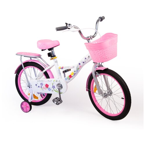 фото Велосипед 18" детский двухколесный safari flora, розовый, с корзинкой