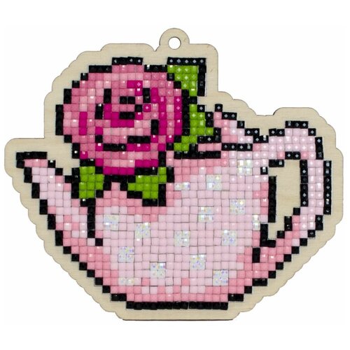 фото Гранни набор алмазной вышивки чайник с розой (w0178) 11х9.4 см