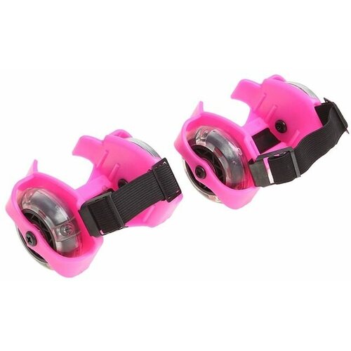 фото Ролики для обуви раздвижные onlitop, светящиеся колёса рvc 70 мм, ширина 6-10 см, до 70 кг, цвет розовый