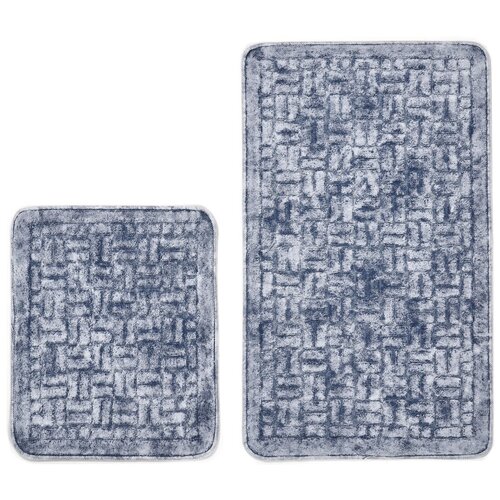 фото Набор из 2 ковриков для ванной alanur 60x100 - 50x60, синий