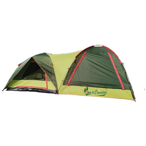 фото Туристическая палатка 4-местная, с тамбуром, (2 слоя) дуги стекловолокно, вес 8,5кг art1005-4 (зеленая) art1005-4 mircamping