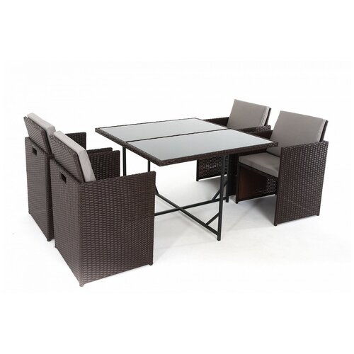 фото Комплект мебели vinotti f8039 (4 кресла+стол) коричневый