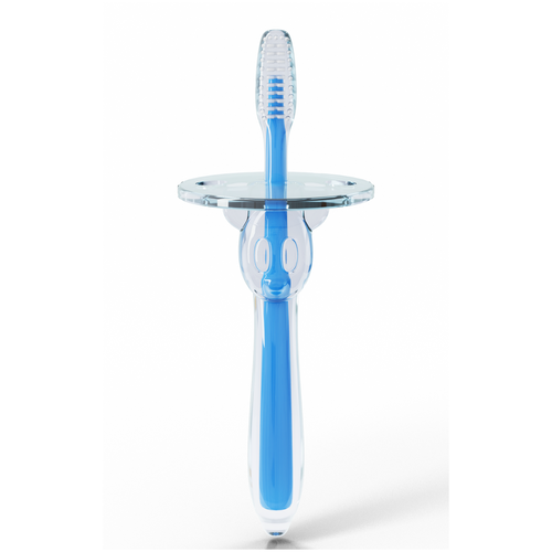 фото Зубная щеточка силиконовая синяя массажер для десен прорезыватель для первых зубов съемный ограничитель kunder