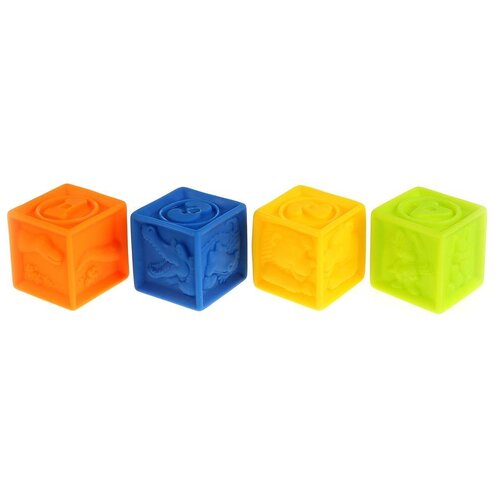 фото Набор для ванной играем вместе кубики (lxn-3d-4) оранжевый/желтый/голубой/зеленый