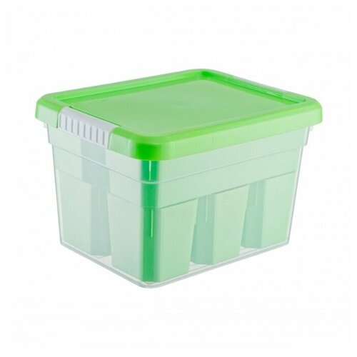 фото Funbox ящик-органайзер basic 5 л, 6 вставок + лоток-органайзер зеленый